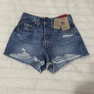 Levi's Women's 501 Original High-Rise Jean Shorts Frayed Size 24 NWT